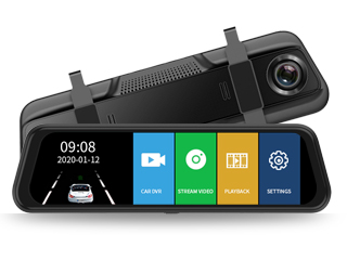 新10寸流媒体1080P行车记录仪后视镜双镜头高清夜视全景倒车影像